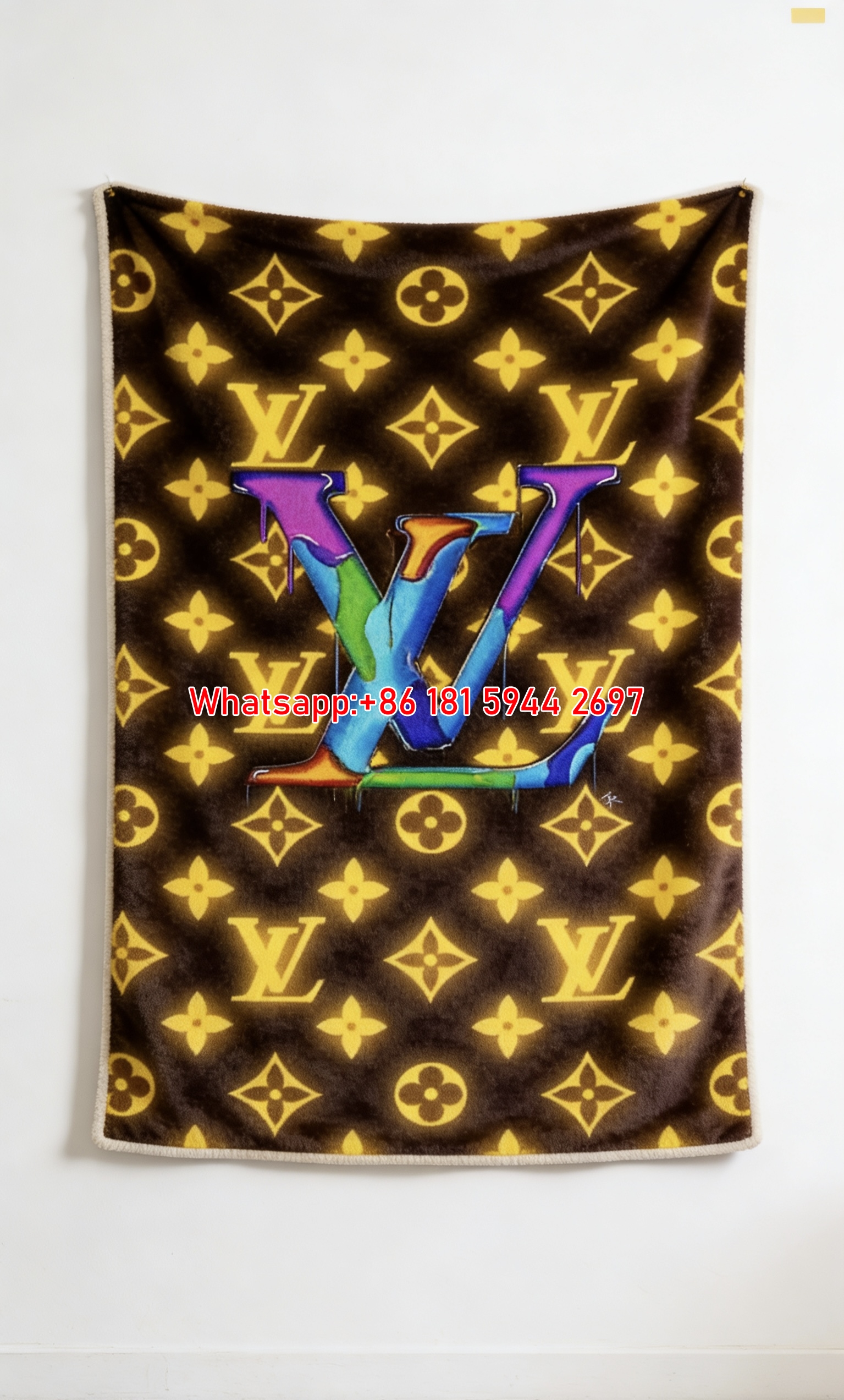 LV Drip Monogram Blanket Neon LV Drip Art Blanket 085